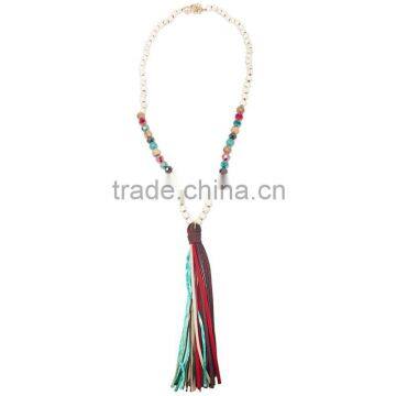 2016 promotion fashion multi colors beads nylon tassel necklace LY011
