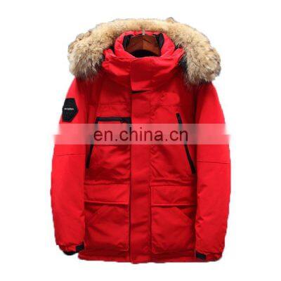 Winter Men's Polyester 90% Duck Hooded Parka Coats Casual Loose Long Down Jacket Faux Fur Puffer Coat for Men in Winter