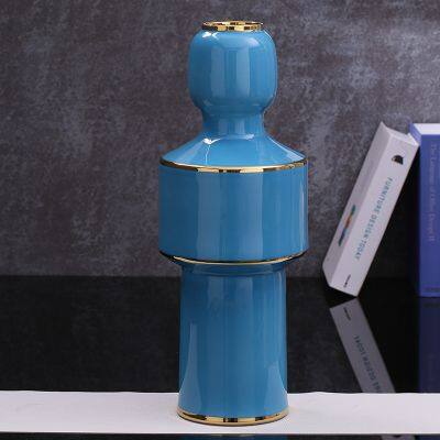 Blue Human Child Boy And Girl Shape Gild Creative Ceramic Decoration Art Craft For Home photo-3