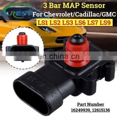 3 Bar Air Intake Pressure MAP Sensor For Chevrolet Silverado Suburban Cadillac/GMC LS1 LS3 LS6 LS7 LS9 LQ4 LY6 L31 #12615136