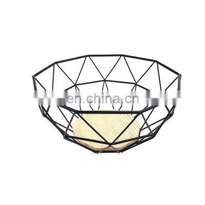 Multipurpose Farmhouse Kitchen Storage Round Black Egg Bread Metal Steel Iron Gift Organiser Mesh Fruits Wire Basket