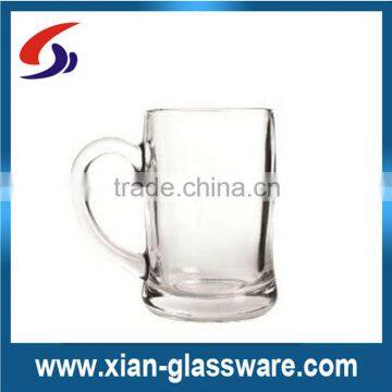 Promotional wholesale clear beer glasses/beer mug with handle