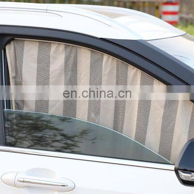 Automobile Rear Roller Curtain For Car Creative Magnetic Mesh Stripe Automobile Sunscreen Car Window Screen Curtain Vehicle Heat