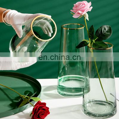 minimalism style home decoration crystal glass flower vase fashion modern clear glass vases