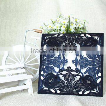 Magic Blue Color New Design Blue Laser Cut Wedding Invitation Models