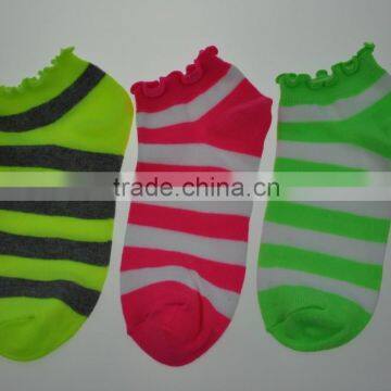 Lady fluo ankle socks, low cut socks, stripes socks