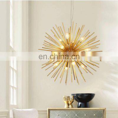 Nordic Post-modern Living Room Metal Chandelier Lamp Personality Sphere Golden Dandelion LED Chandelier Light