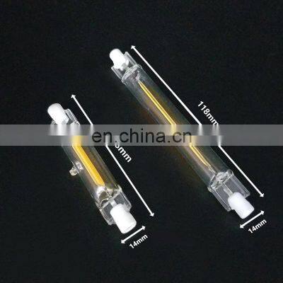 Dimmable LED R7S Glass Tube COB Bulb 78MM 118MM R7S LED Corn Lamp