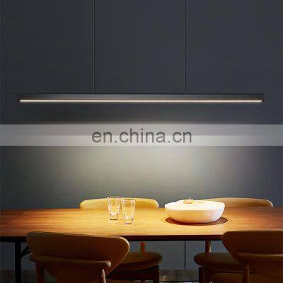 Modern Minimalist One-Line Pendant Light Restaurant Office Bar Ceiling Hanging Lamps Dining Table LED Chandelier