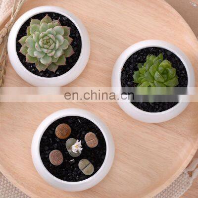 Home And Garden 2021 Wihte Simple Small Size Ceramic Round Bonsai Pot Garden Pots
