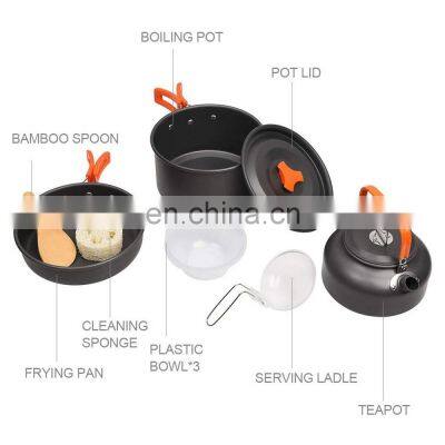 Aluminum Camp Cookwar Outdoor Cooking Kit Hiking Tableware Tourism Equipment Kettle Pot Frying Pan BBQ Picnic photo-4