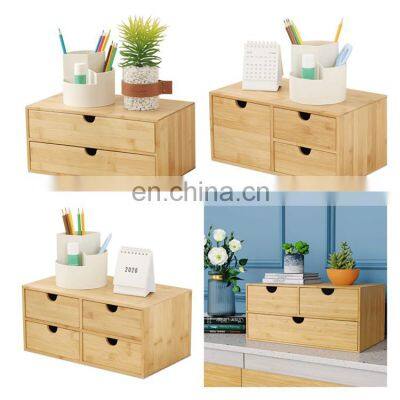 Home Office Workspace Bamboo Desktop Document & File Holder Cabinet Bathroom Counter Organizer With Drawers photo-4