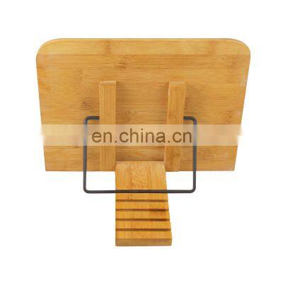 Bamboo Wood Folding BookStand Holder For Cooking Kitchen photo-4