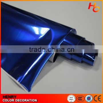 1.52*30m high strength blue color car chrome vinyl wrap with multicolor