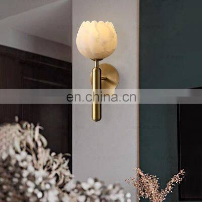 Home Decoration Led Background Wall Lamp Bedside Bedroom Indoor Wall Sconces Alabaster Wall Lamp photo-3