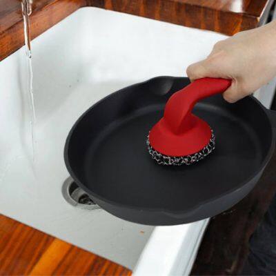 Stainless Steel Cast Iron Chainmail Scrubber with Handle