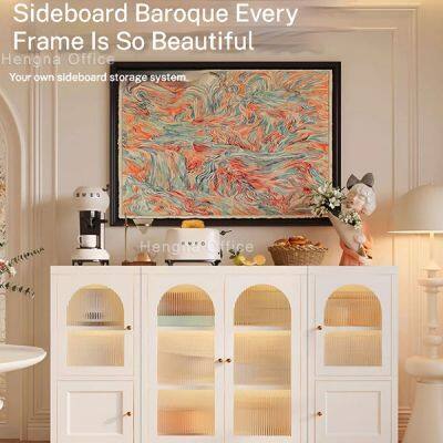 Heavy Duty Cold Rolled Steel Buffet SD-K278 | Eco-friendly Powder Coating Metal Tableware Organization Cabinet H1017mm for Kitchen Pantry