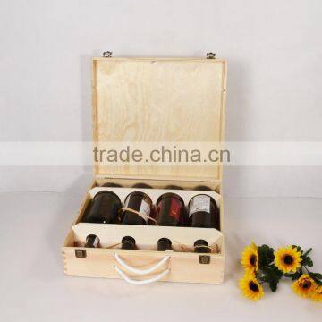 Unfinished Wood Wine Box, Wooden Packaging Boxes Cheap 4 Bottle Wine Crates for Sale