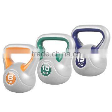 kettlebell filled with cement contrast plastic coating