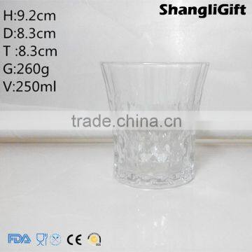 250ml Embossed Glass Cup High White Shot Glass