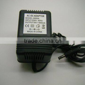 Factroy direct AC to AC 9v 500ma power Adapter Positive outside