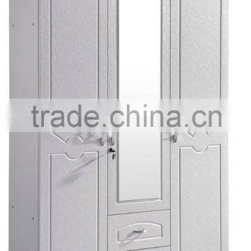 wardrobe 3 doors white silver color