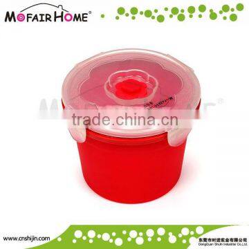 Clear colors round silicone lunch box with plastic lids