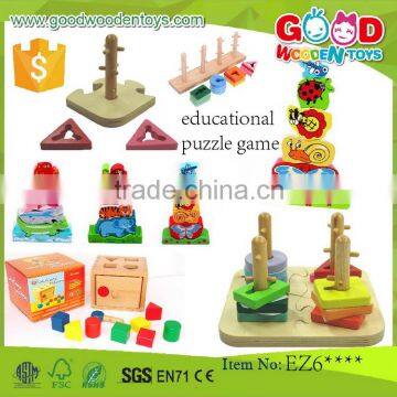 EN71/ASTM top sale wooden colorfull puzzle block OEM/ODM educational puzzle game for children