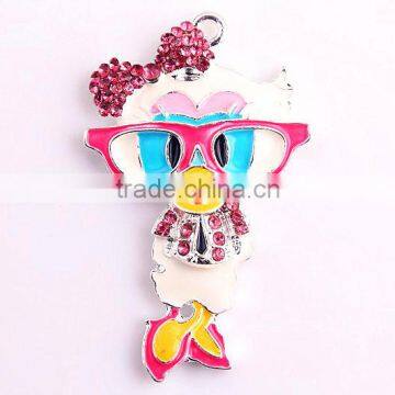 Wholesale Fashion Cheap Silver Alloy Zinc Rhinestone Leaf Cartoon pendants for kids jewelry making!!