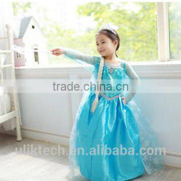 baby halloween costumes cosplay elsa dress with fake braid and magic wand