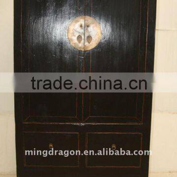 Chinese Antique Large Black Wooden Cabinet Wardrobe