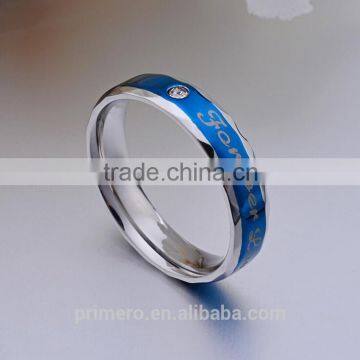 Forever Love Blue Couple Ring Set 316L Stainless Steel Jewelry His and Hers Matching Engagement Ring New Model Wedding Band photo-3