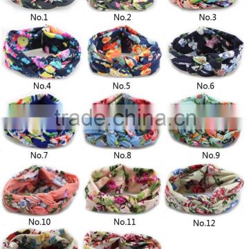 Floral printed cotton headband for baby kids