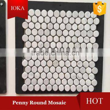 Carrara White 3/4 inch Penny Round Mosaic Tile Polished