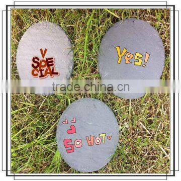 Diameter 100mm Round Black Slate Stone Coaster