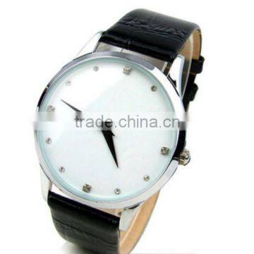 Whit, black, brown quartz watch, leather strap, fashion, elegant