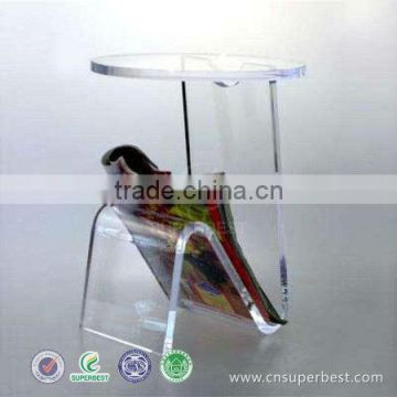 Modern round acrylic stool magazine holder