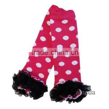 Baby Black Ruffles Hot Pink Polka Dots Leg Warmers