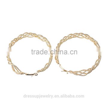 Fashion Jewelry gold plating Thin rope twine effect huggie hoop earrings