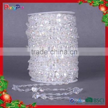 2015 Hot Sale Iridescent Tansparent Beads Chain for Christmas Trees