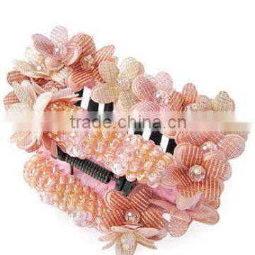 lady face beaded flower claw girl hair accessories