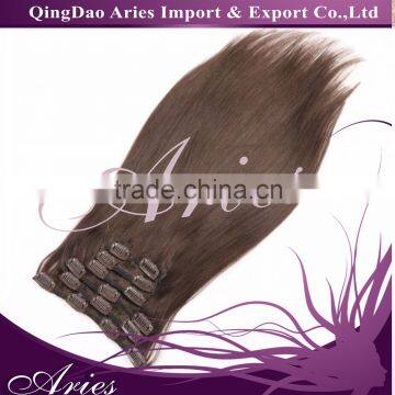 Remy (Remi) Human Hair Clip in Extensions Brown