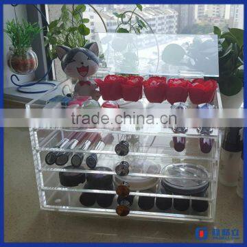 High Quality Customized Acrylic Makeup Organizer With Drawers / Wholesale Perspex Plexiglass Makeup Display Stand photo-2