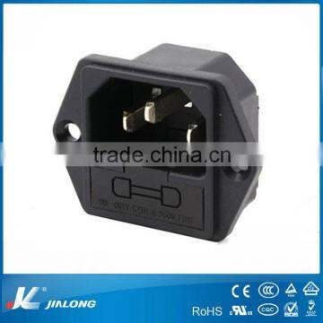 3 pins electronic plug AC power socket with fuse 10A 250V AC-013