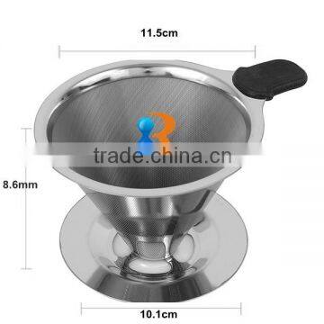 trade assurance 18/8 stainless steel reusable paperless pour over double layer fine mesh coffee dripper                        
                                                                                Supplier's Choice