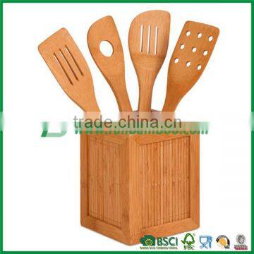 Bamboo kitchen utensil sets with utensil box