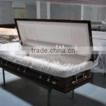 Solid poplar wooden full couch casket and coffin