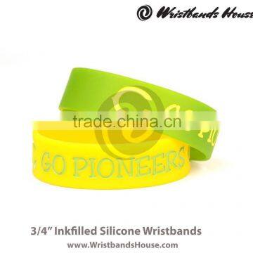 3/4" debossed inkfilled wristbands | 3/4" debossed inkfilled silicone wristbands | 3/4" inkfilled bracelet