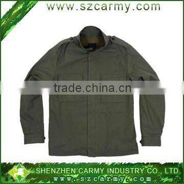 65%polyester, 35%cotton olive green cotton men's long sleeves military shirt