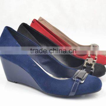 sexy fashion suede leather round toe ladies women wedge shoes 2014